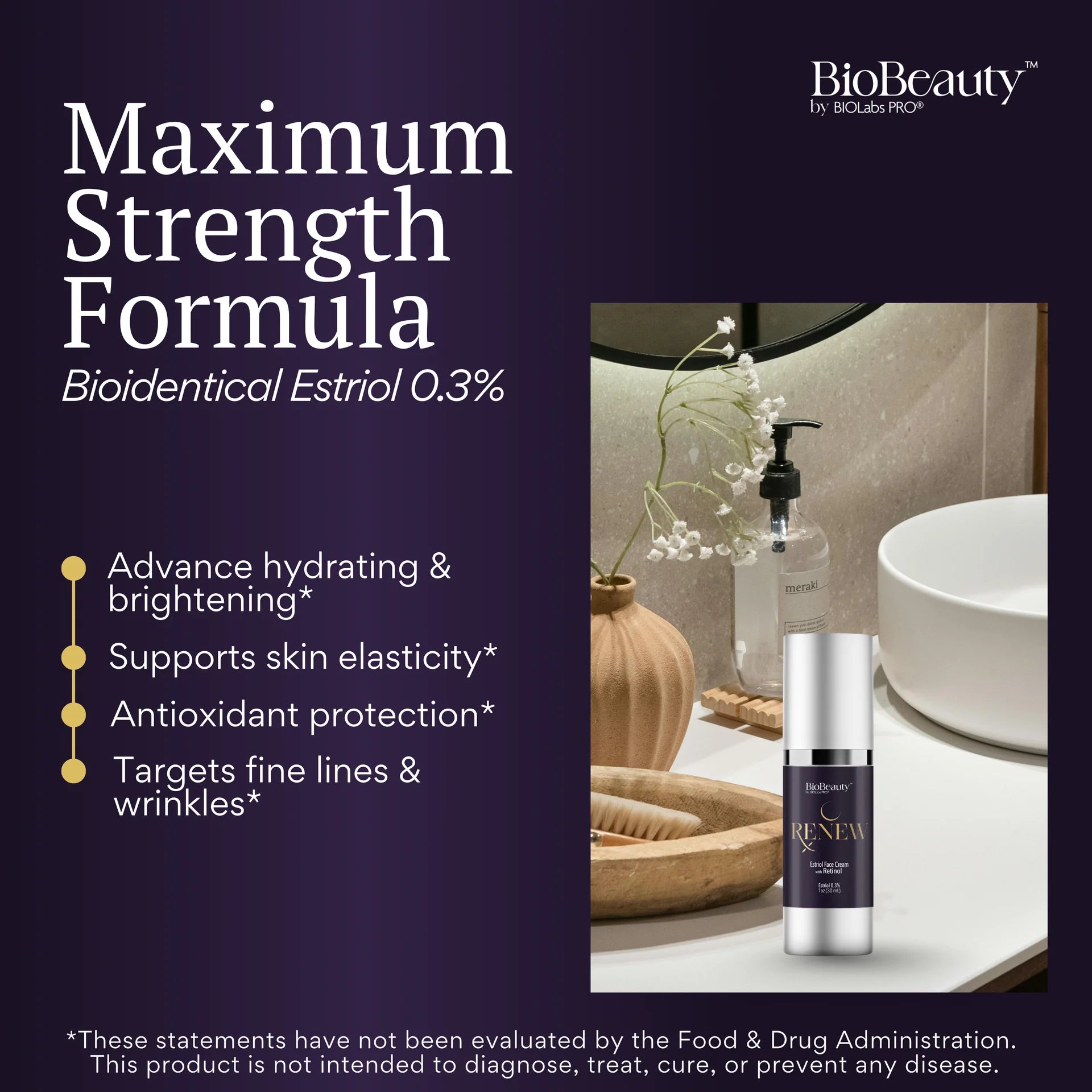 BIOBeauty™ Renew Nighttime Renewal Cream  Maximum Strength Estriol 0.3% + Retinol